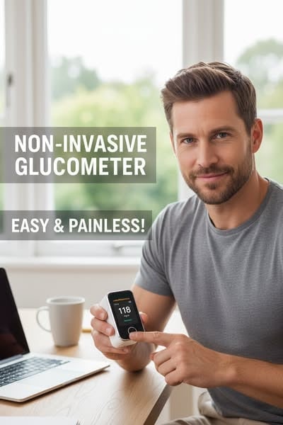 Glucose Meter Non Invasive Portable Digital Blood Sugar Monitor with Fingertip Clip - Image 6