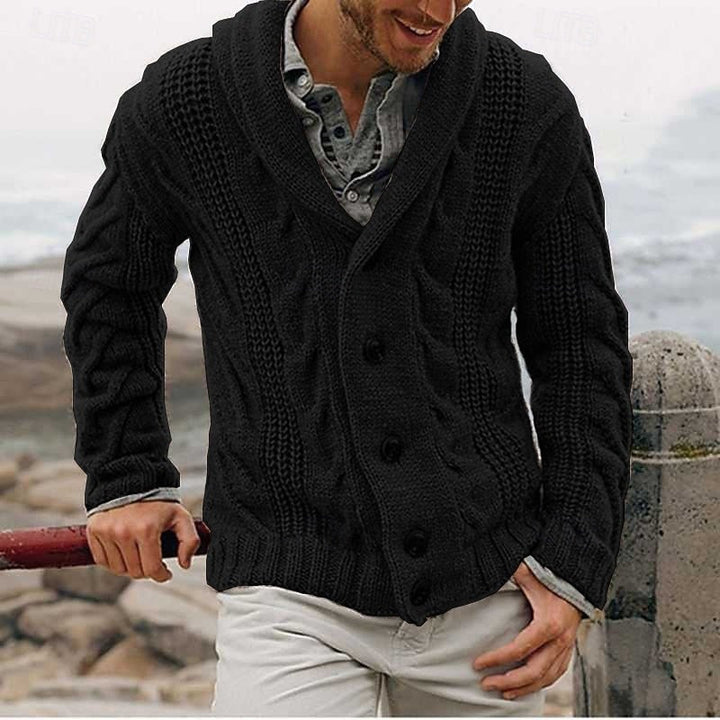 Men's Cable Knit Shawl Collar Cardigan