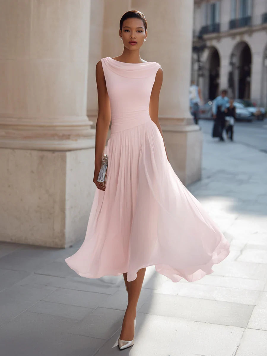 Women's Wedding Guest Pleated Midi Dress