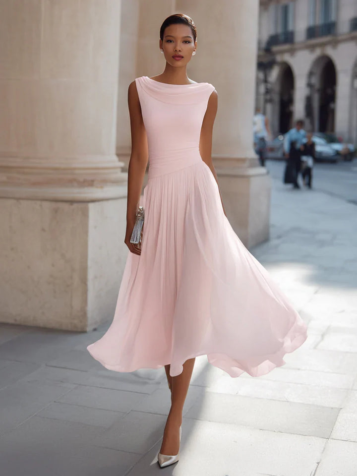 Women's Wedding Guest Pleated Midi Dress