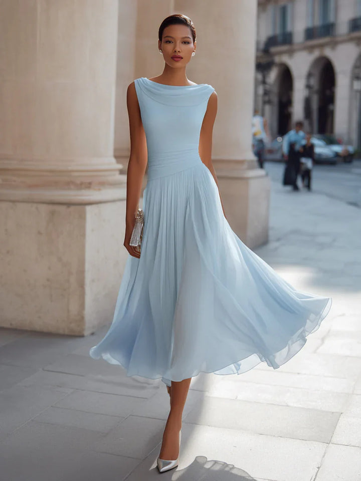 Women's Wedding Guest Pleated Midi Dress