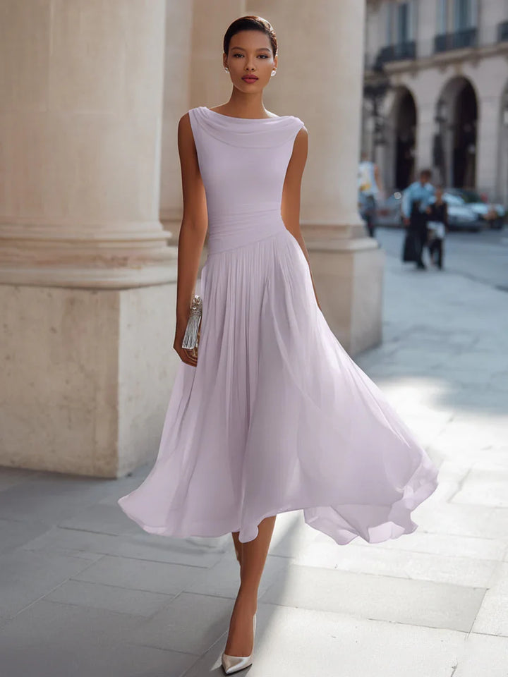Women's Wedding Guest Pleated Midi Dress