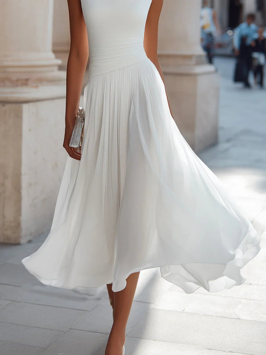 Women's Wedding Guest Pleated Midi Dress