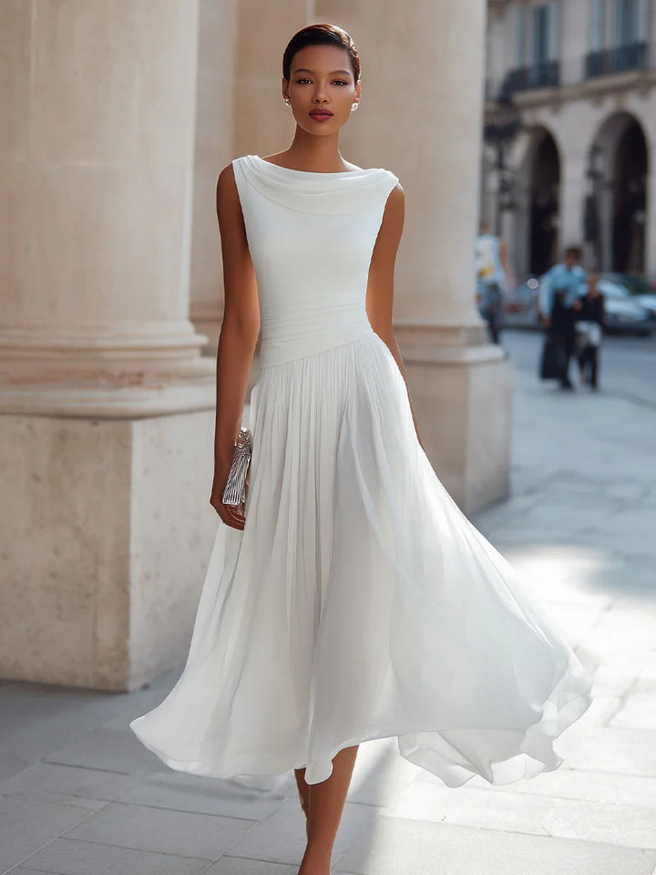 Women's Wedding Guest Pleated Midi Dress