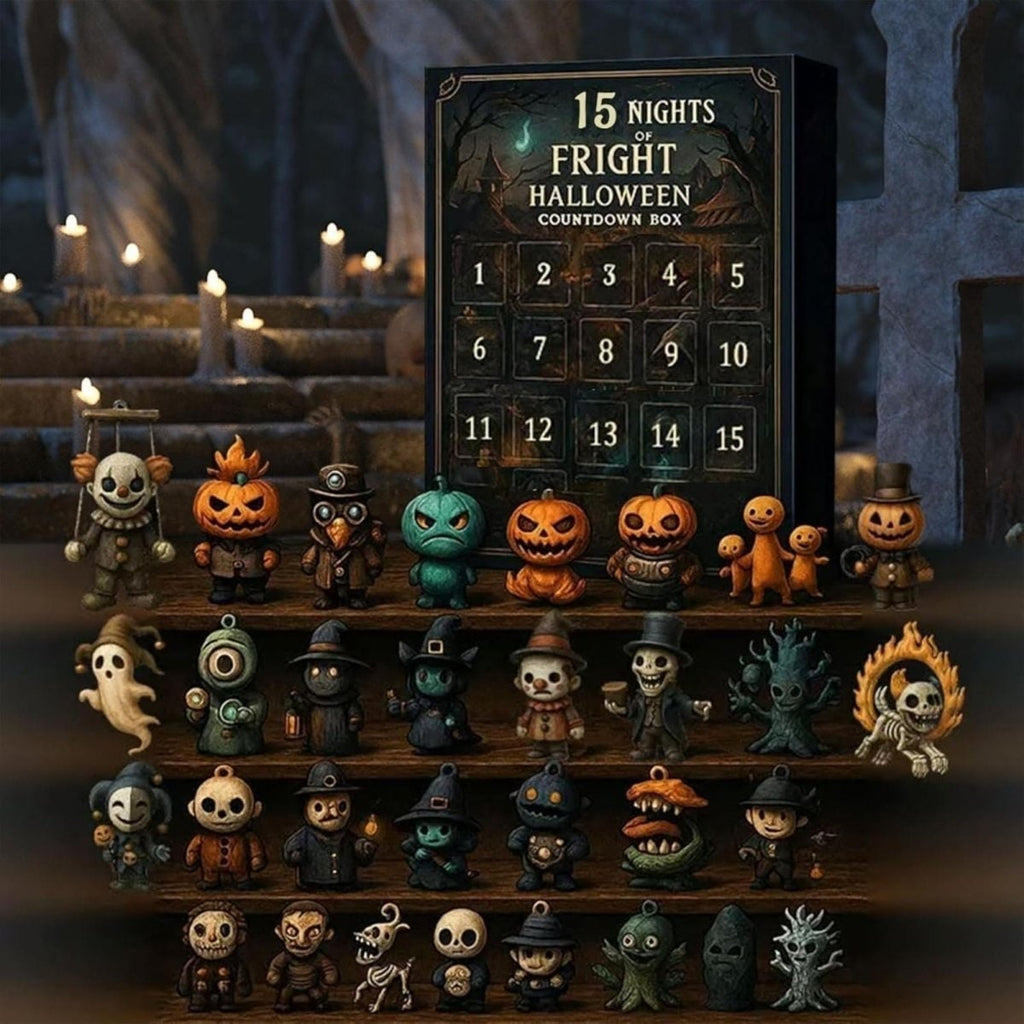 Halloween Advent Calendar Countdown with Spooky Miniature Figurines and Gothic Tabletop Display - Image 3