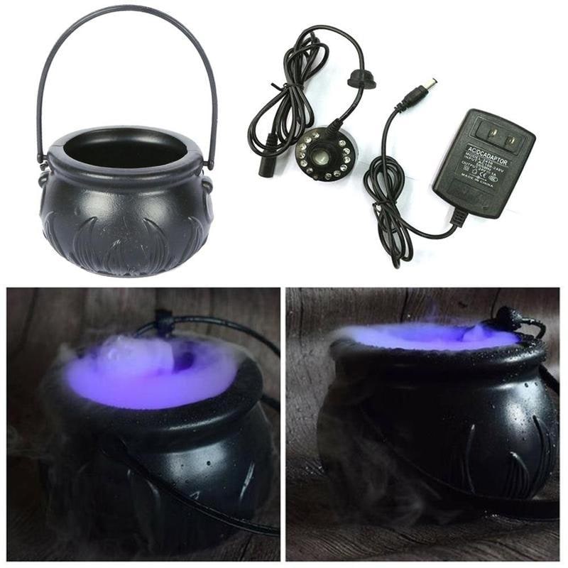 Halloween Fog Machine with Black Cauldron Mist Maker and Color-Changing LED Lights - Image 2