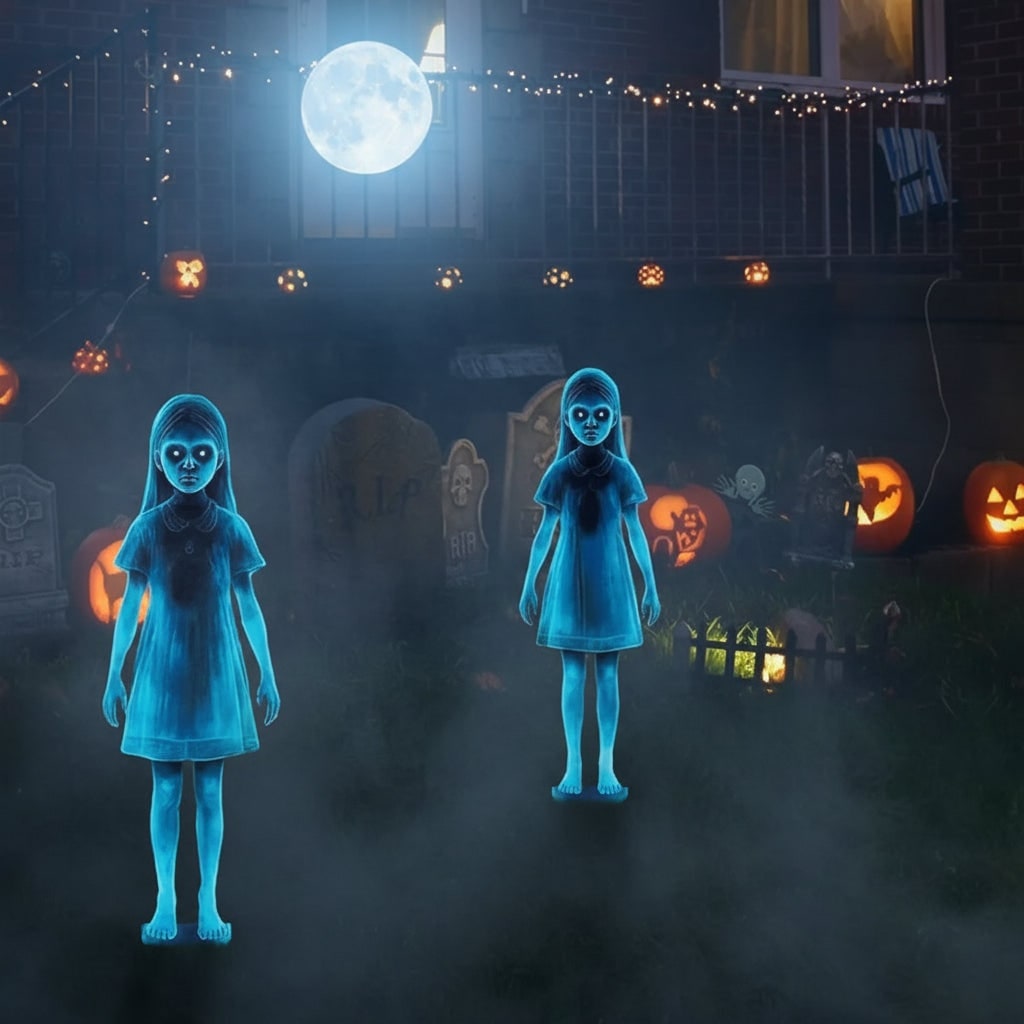 Halloween Ghost Decoration with Glowing Blue Lights for Outdoor Party Displays - Image 4
