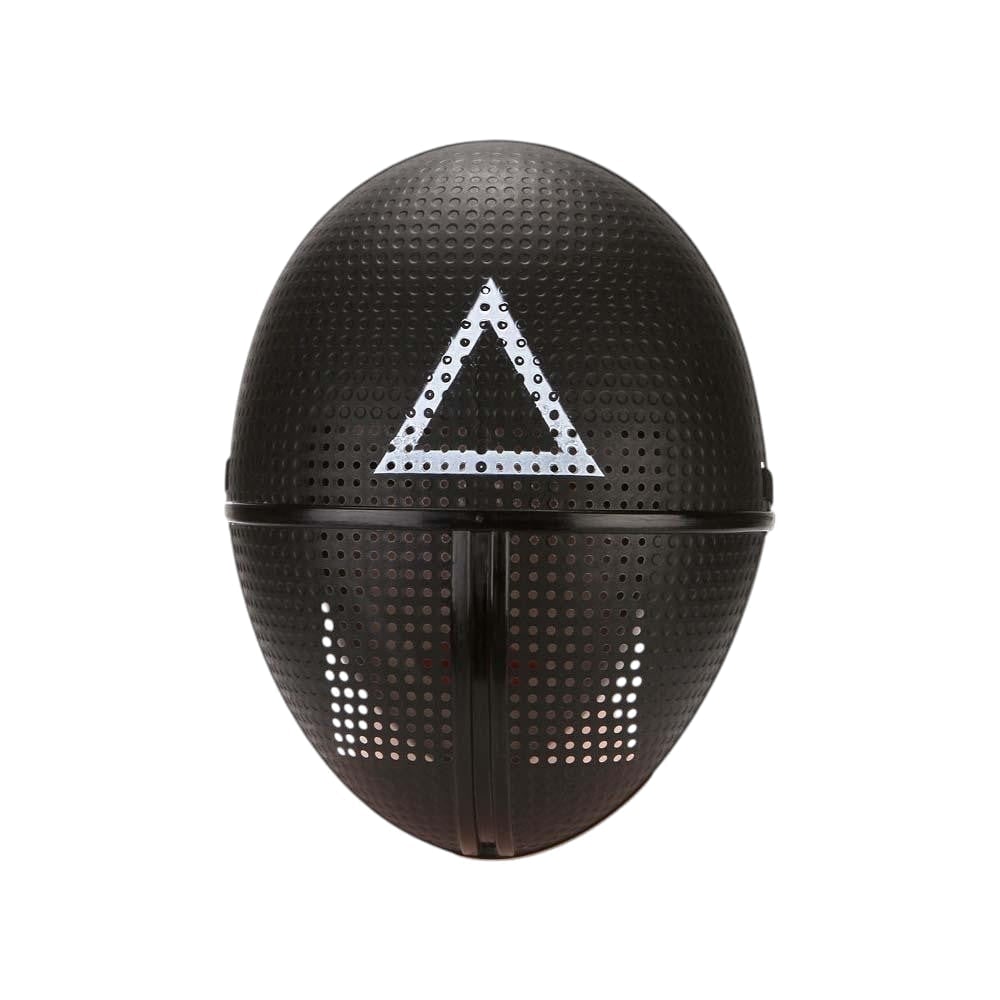 Halloween Jumpsuit Costume with Hooded Design Belt and Geometric Mask - Image 8