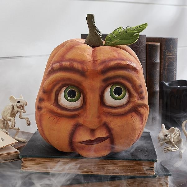 Halloween Pumpkin Decorations with Expressive Faces Resin Figurine for Outdoor Front Door Decor - Image 11