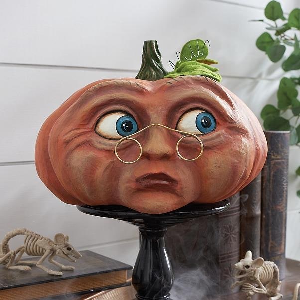 Halloween Pumpkin Decorations with Expressive Faces Resin Figurine for Outdoor Front Door Decor - Image 9