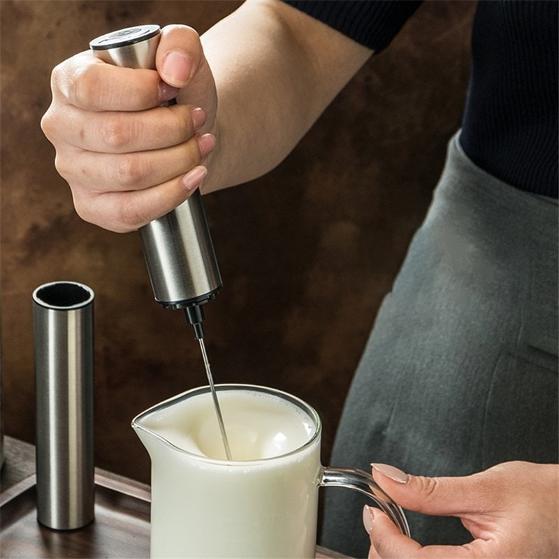 Handheld Electric Milk Frother with Stainless Steel Design and USB Charging - Image 1