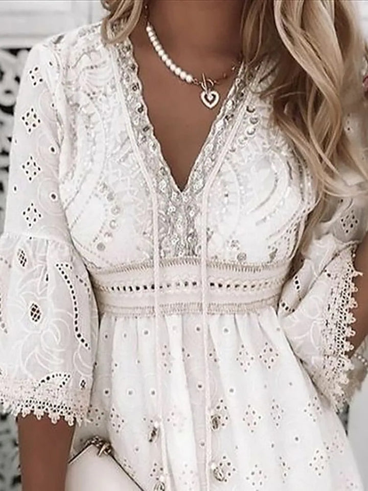 Women's Boho Lace Mini Dress