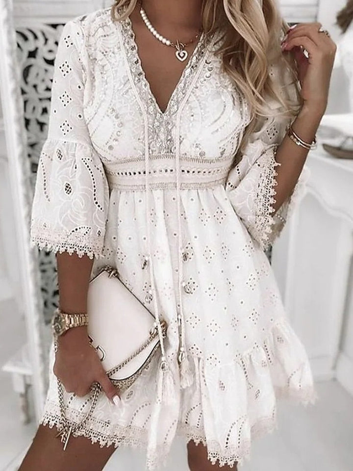 Women's Boho Lace Mini Dress
