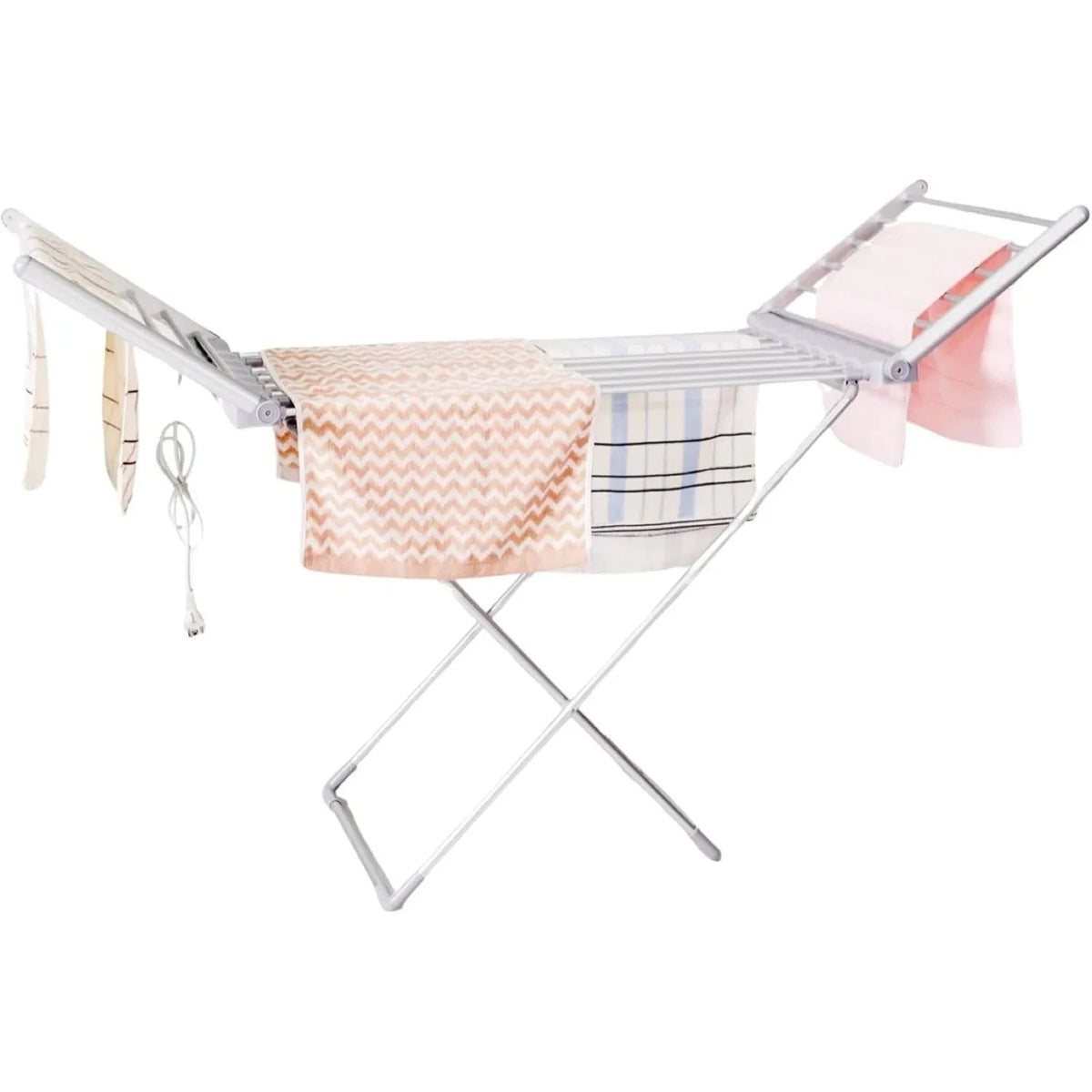Heated Foldable Clothes Drying Rack with Folding Wings and Aluminum Heating Bars - Image 6