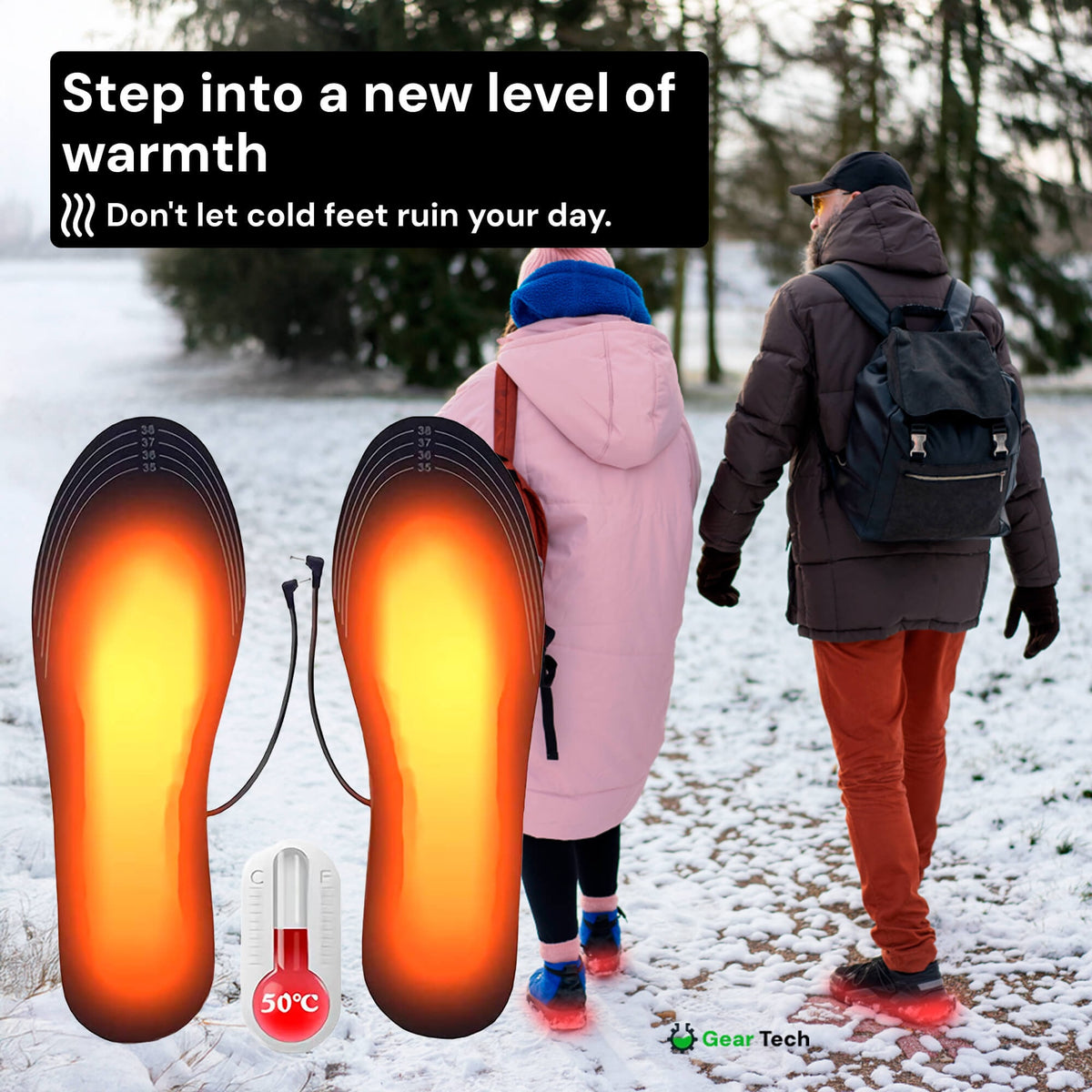 Heated Insoles USB Powered with Trim-To-Fit Design and Adjustable Heat - Image 2