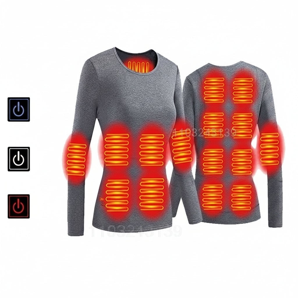 Heated Thermal Underwear Base Layer Set with Electric Heating and Stretchy Knit Fabric for Winter - Image 5