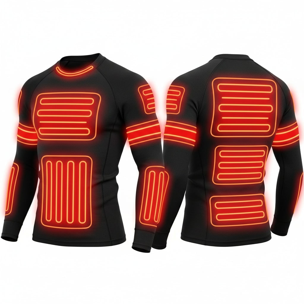 Heated Thermal Underwear Base Layer Set with Electric Heating and Stretchy Knit Fabric for Winter - Image 7