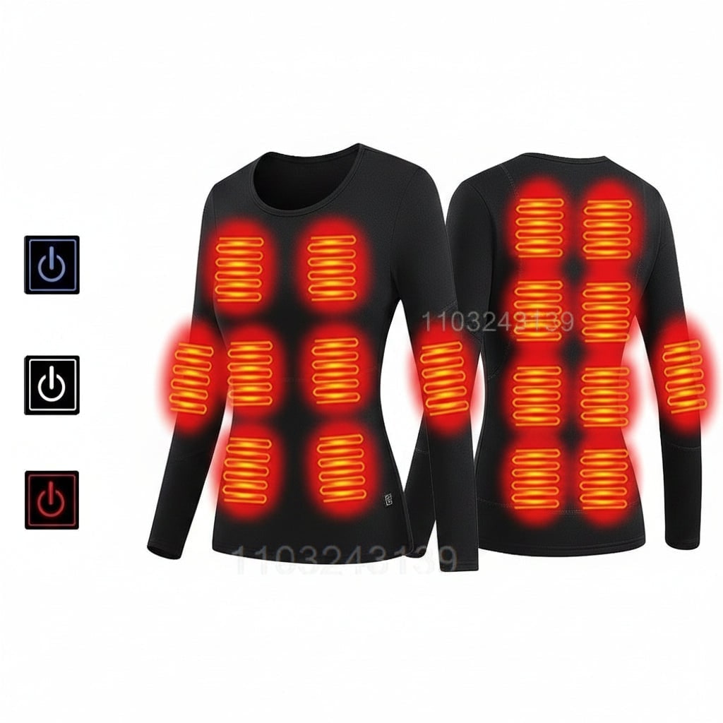 Heated Thermal Underwear Base Layer Set with Electric Heating and Stretchy Knit Fabric for Winter - Image 9