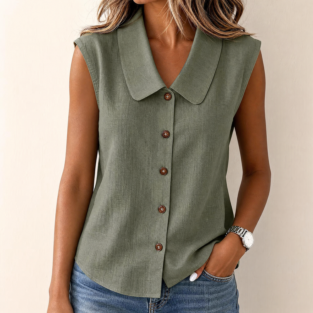 Women's Sleeveless Button Front Blouse