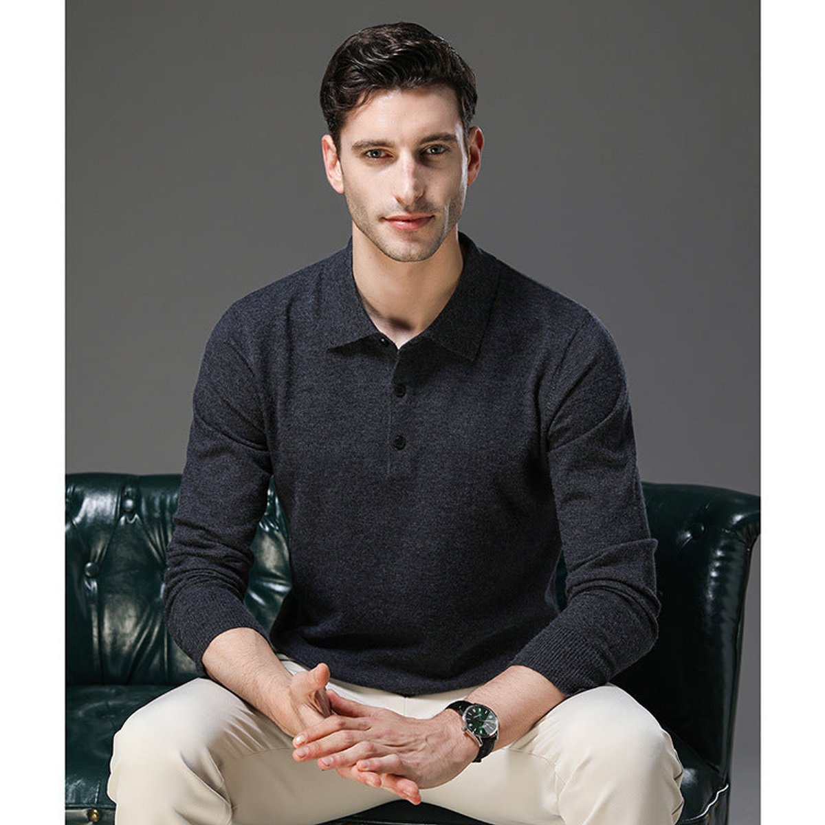 Men's Cashmere Polo Sweater