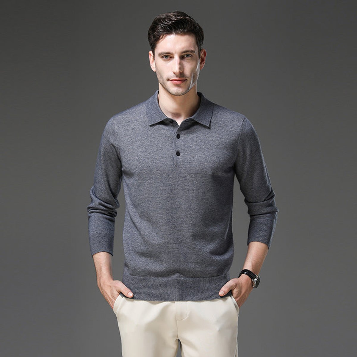 Men's Cashmere Polo Sweater