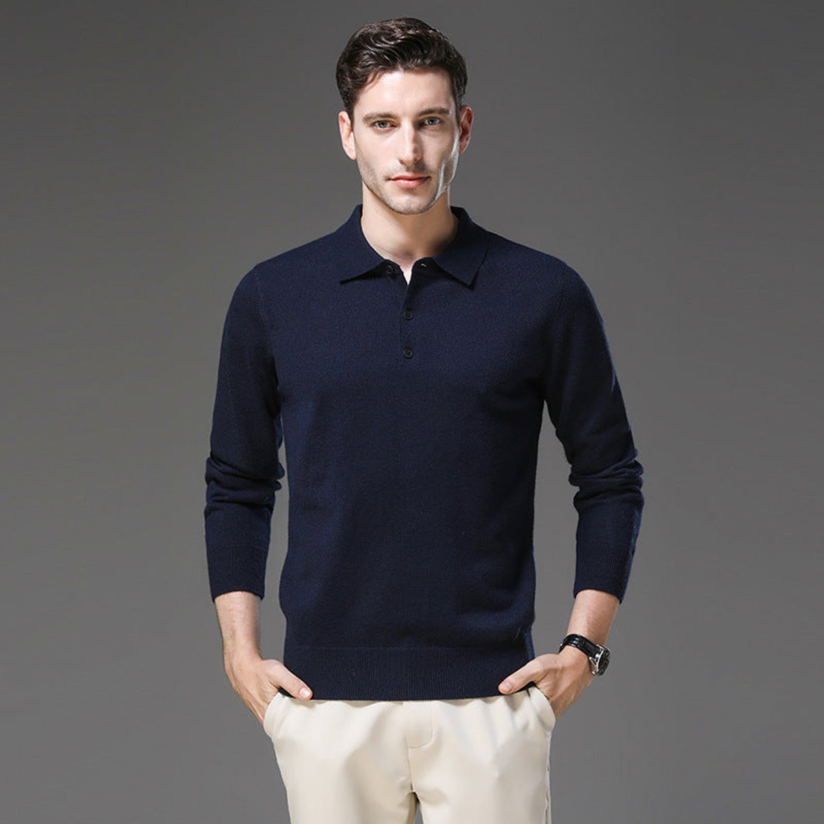 Men's Cashmere Polo Sweater