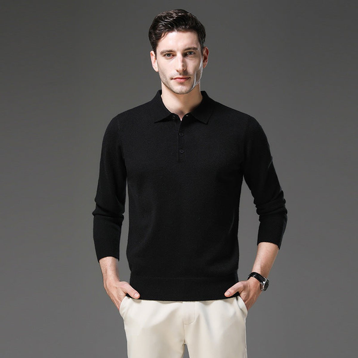 Men's Cashmere Polo Sweater