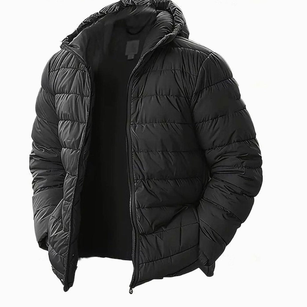 Men's Quilted Winter Puffer Jacket with Hood