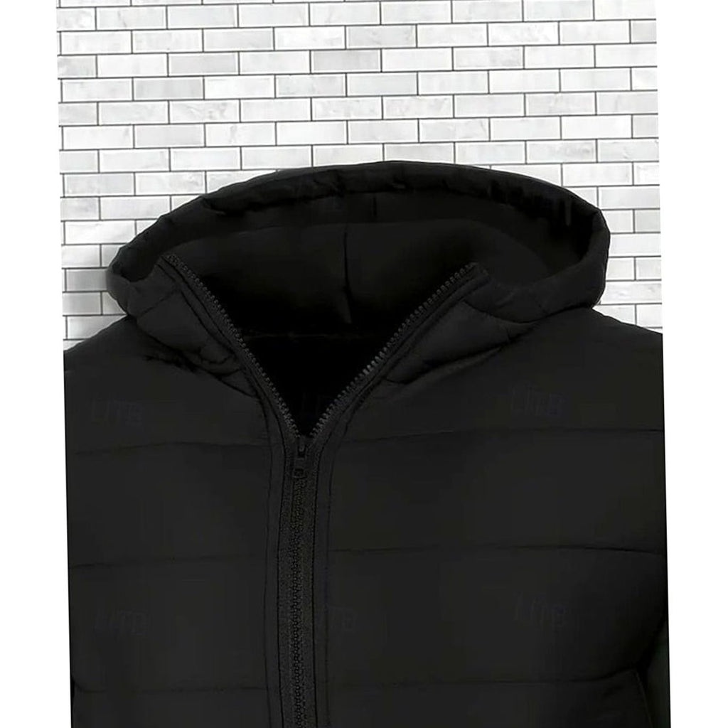 Men's Quilted Winter Puffer Jacket with Hood