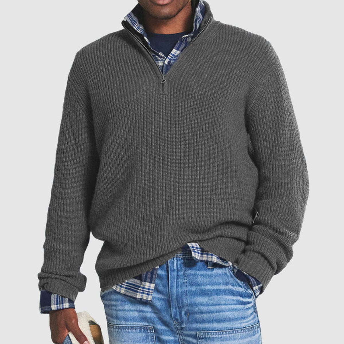 Men's Ribbed Quarter Zip Jumper