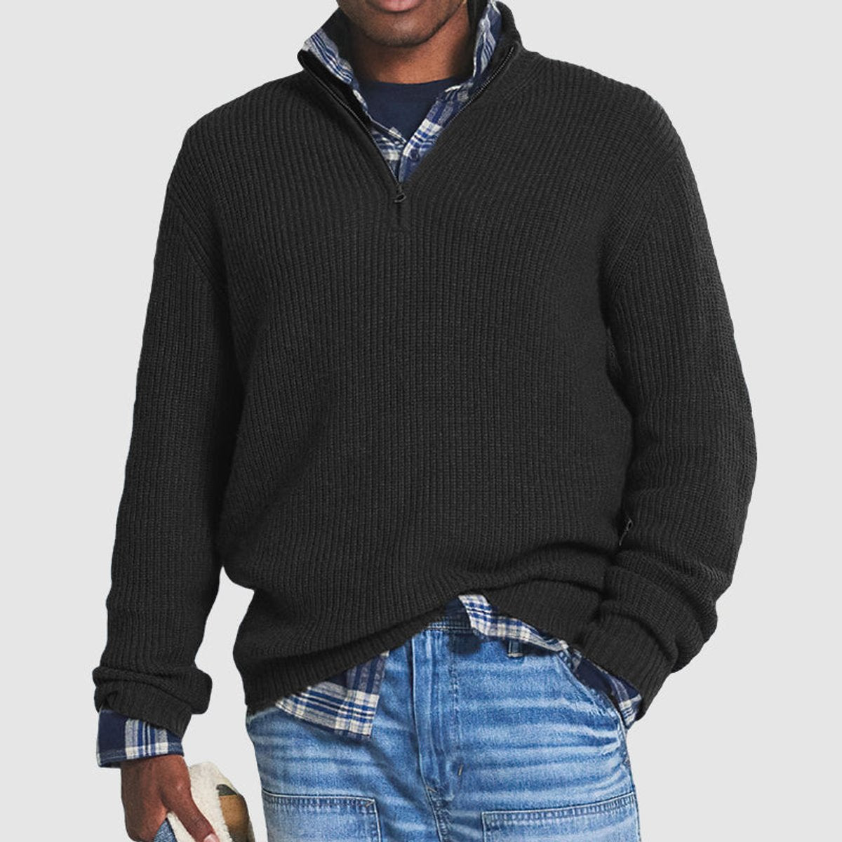 Men's Ribbed Quarter Zip Jumper