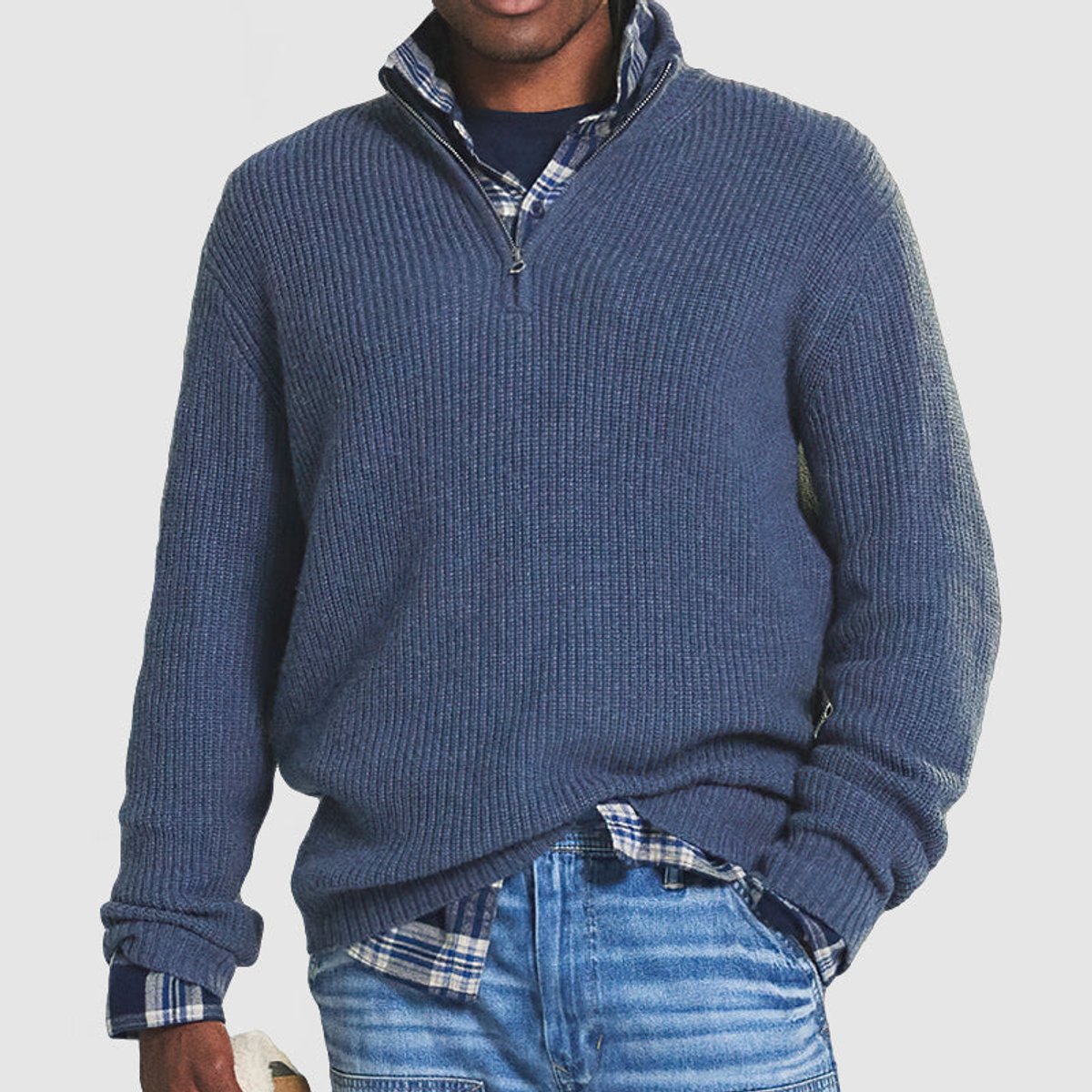 Men's Ribbed Quarter Zip Jumper