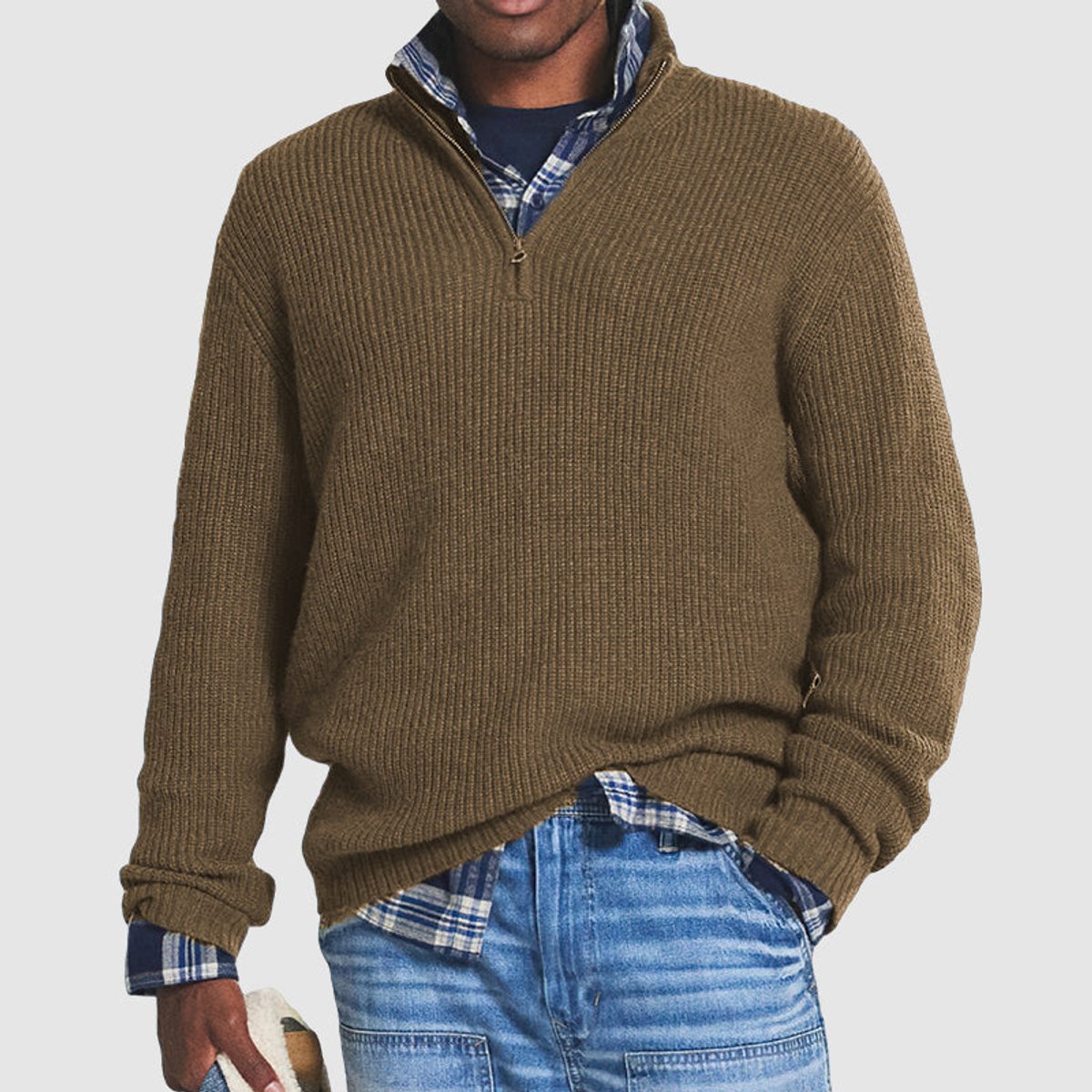 Men's Ribbed Quarter Zip Jumper