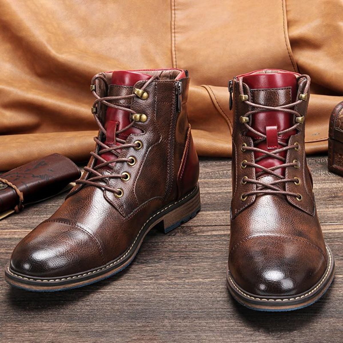 Stivaletti Oxford in pelle da uomo con cerniera laterale