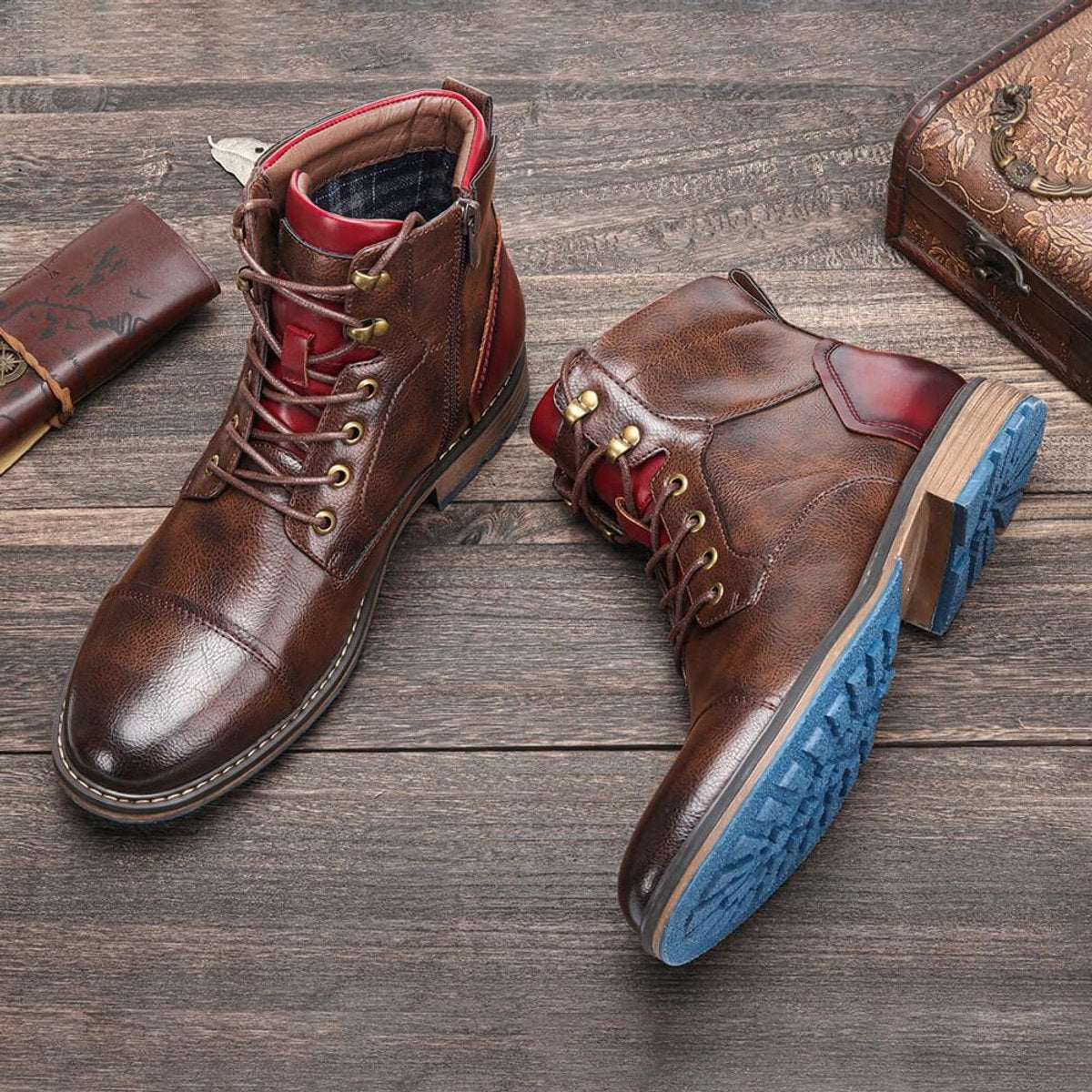 Stivaletti Oxford in pelle da uomo con cerniera laterale