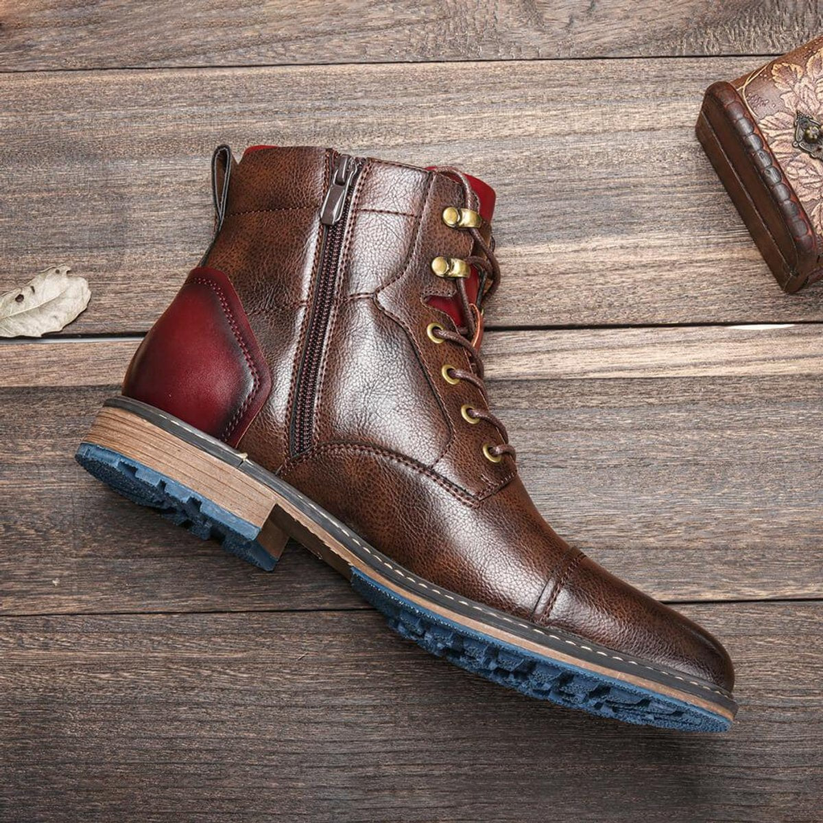 Stivaletti Oxford in pelle da uomo con cerniera laterale