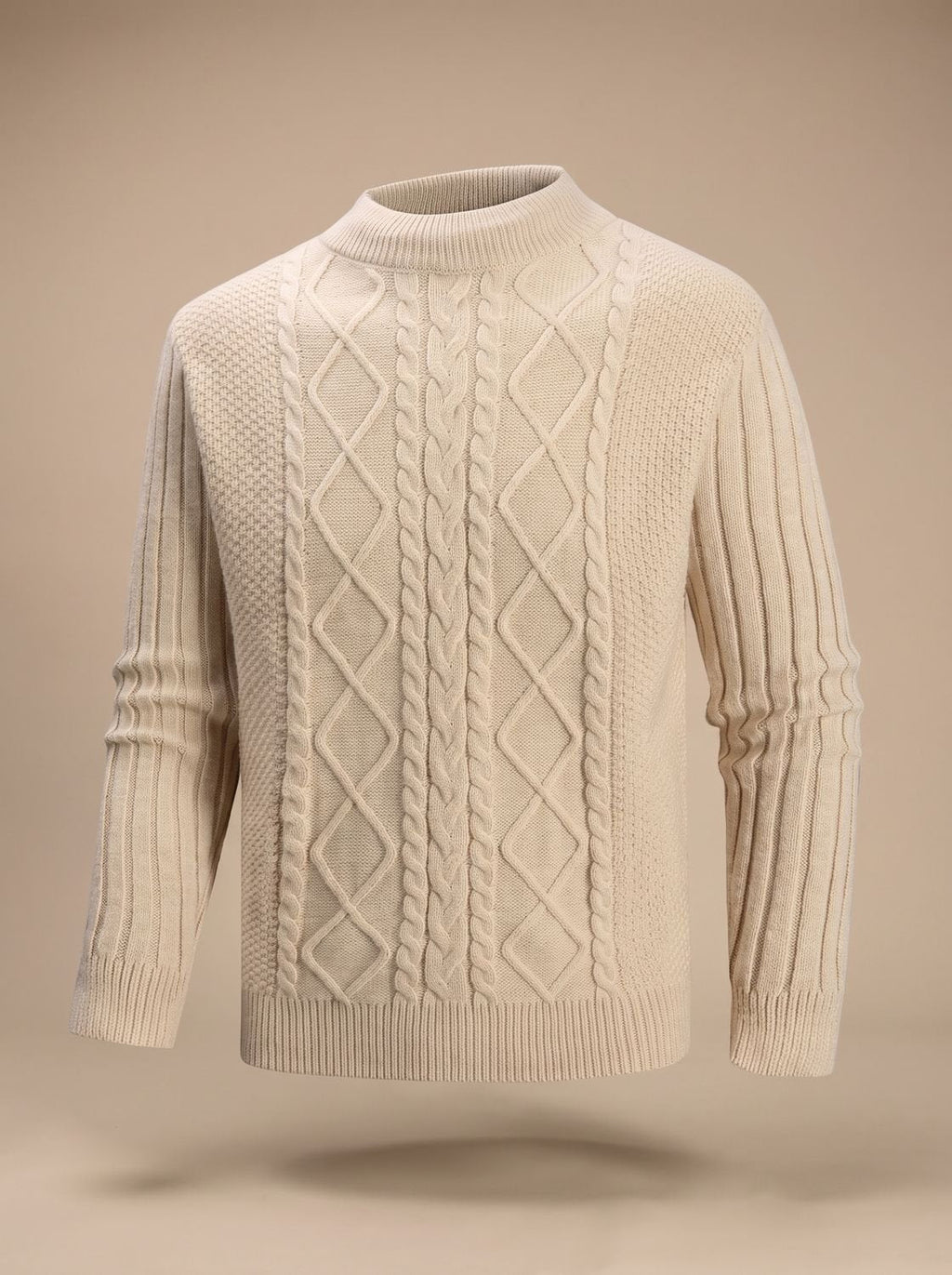 Men's Cable Knit Roll Neck Jumper
