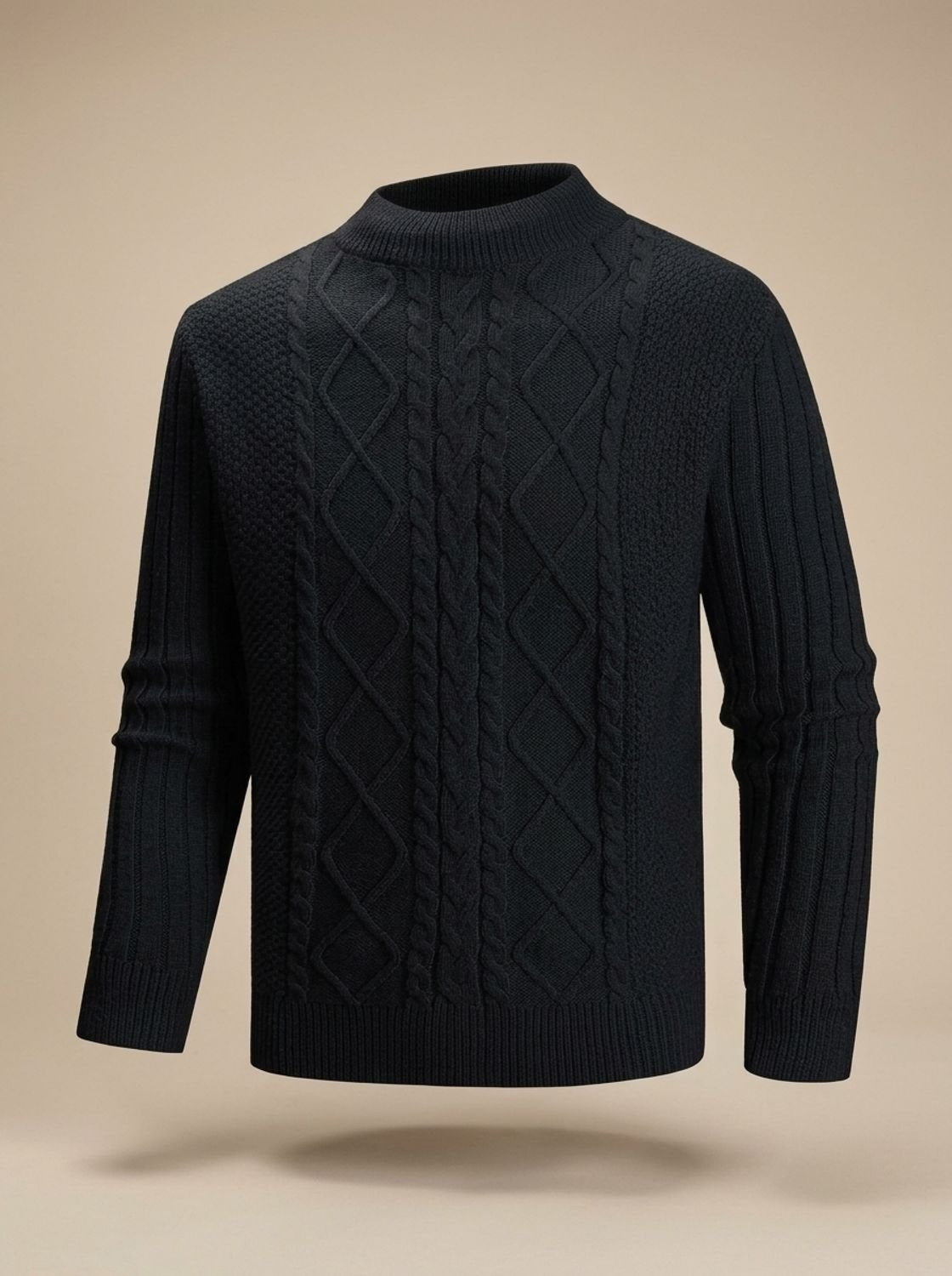 Men's Cable Knit Roll Neck Jumper