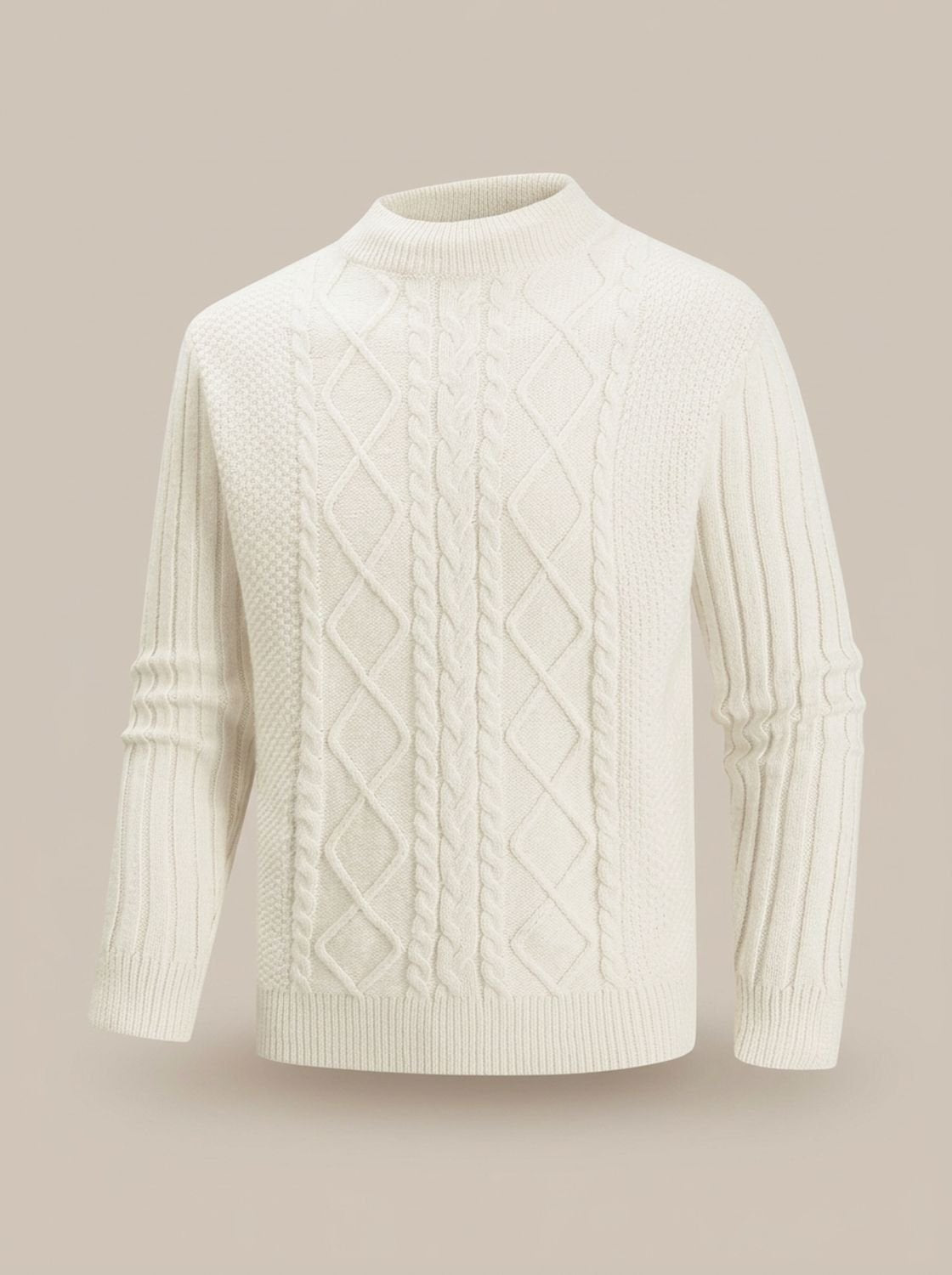 Men's Cable Knit Roll Neck Jumper