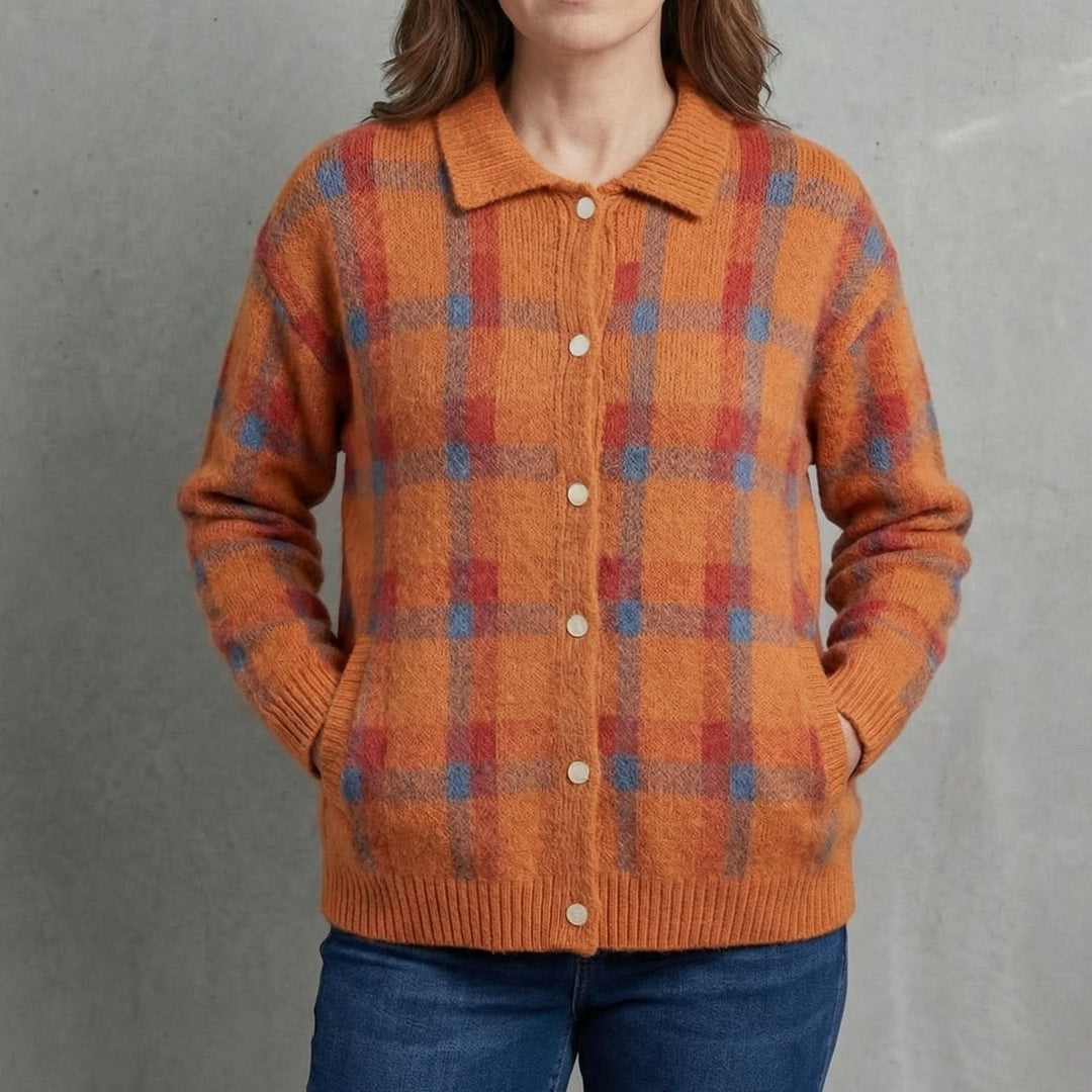 Women's Retro Check Cardigan