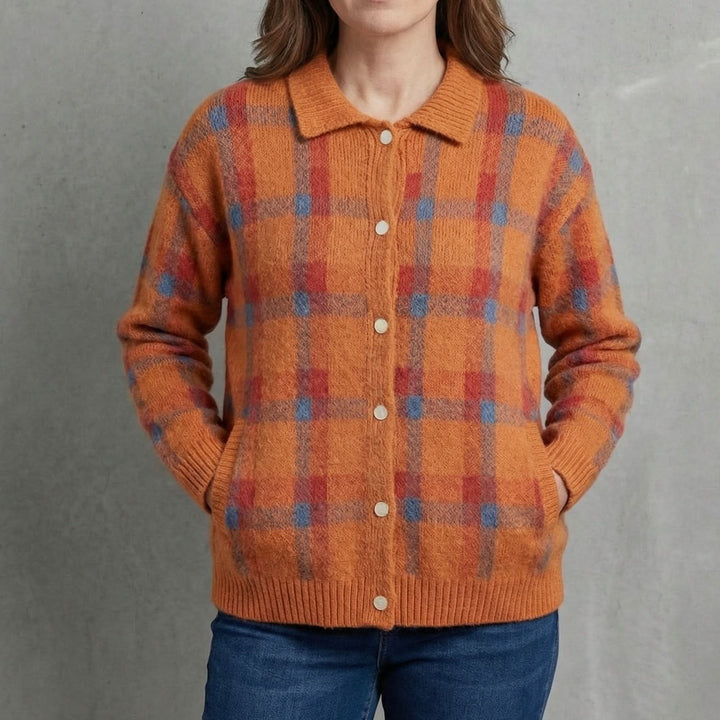 Women's Retro Check Cardigan
