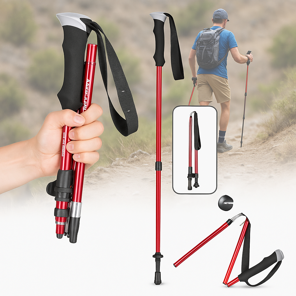 Hiking Poles Foldable Trekking Sticks with Adjustable Length and Foam Grip - Image 3