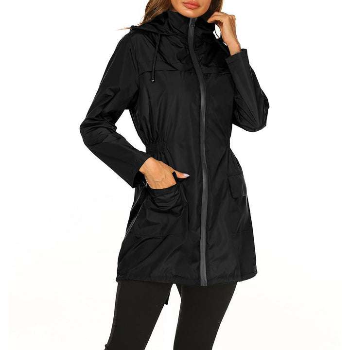 Women's Hooded Long Raincoat
