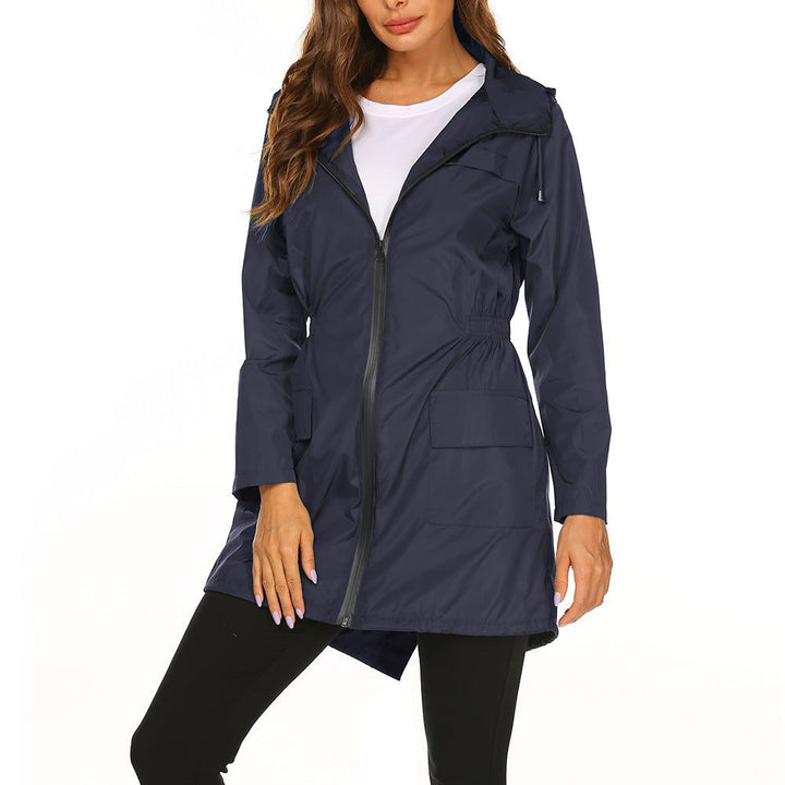 Women's Hooded Long Raincoat
