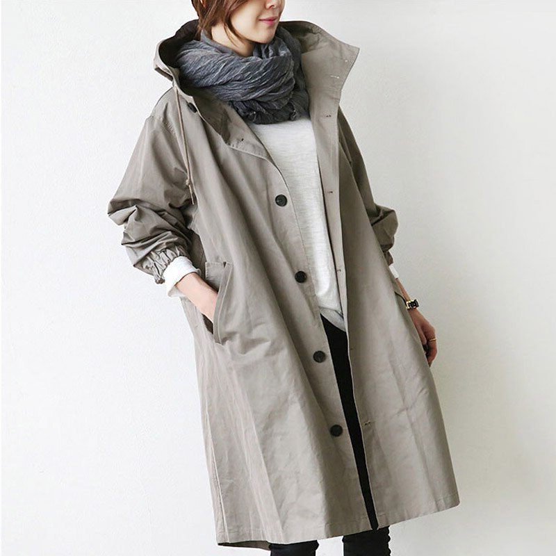 Women's Long Hooded Raincoat