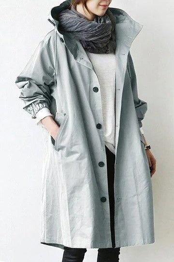 Women's Long Hooded Raincoat