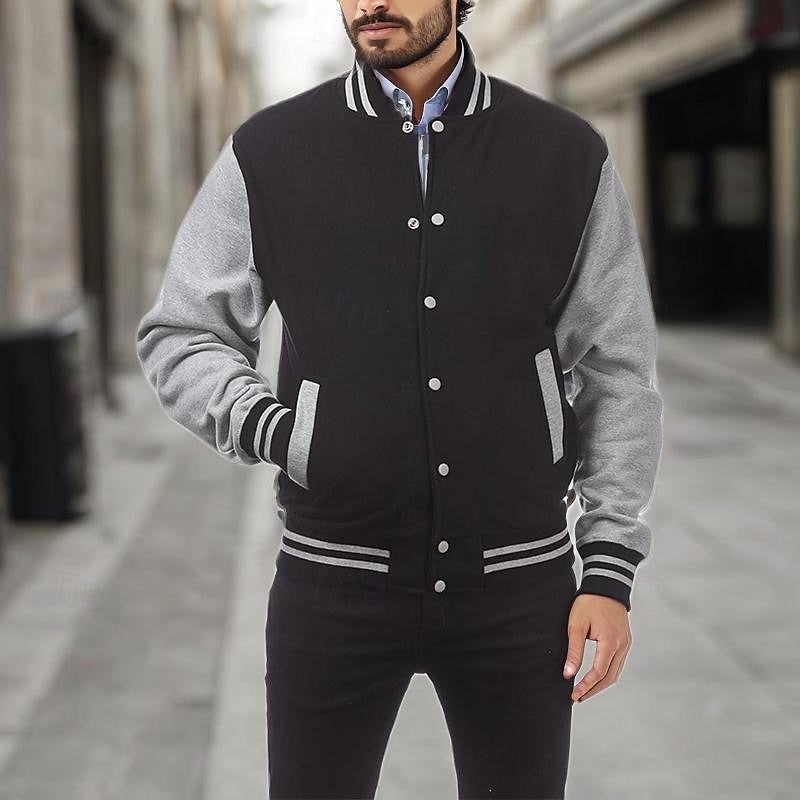 Men's College Jacket with Ribbed Cuffs