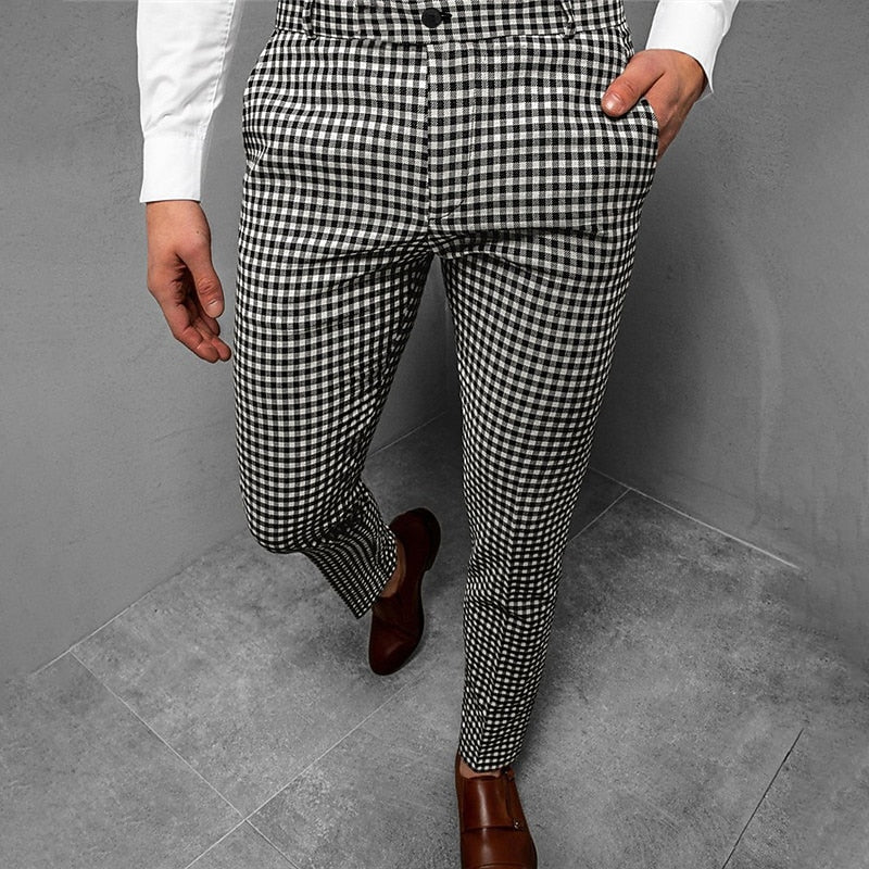 Men's Slim Fit Checked Trousers