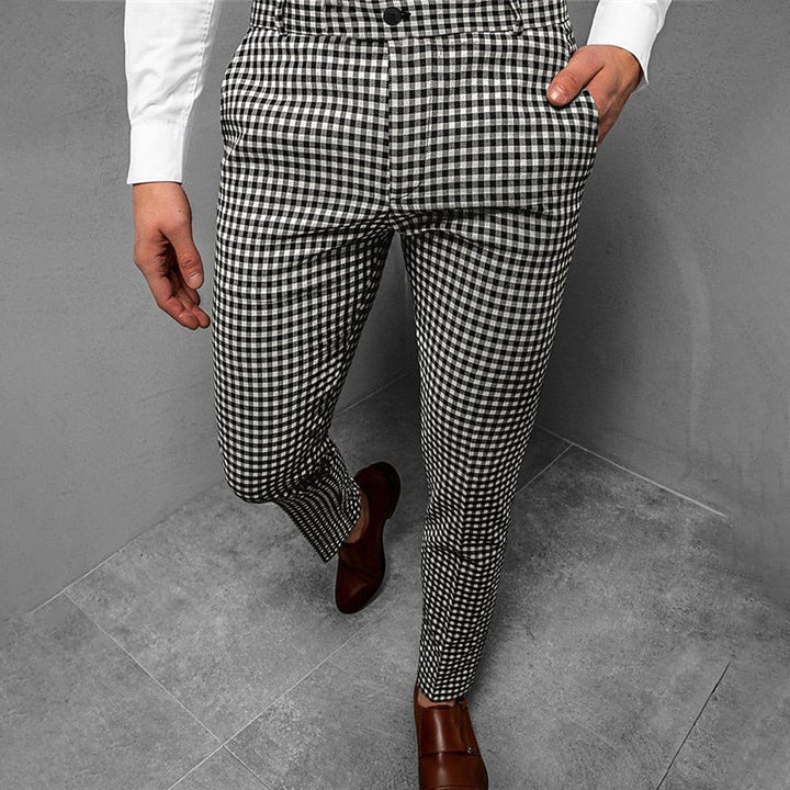 Men's Slim Fit Checked Trousers