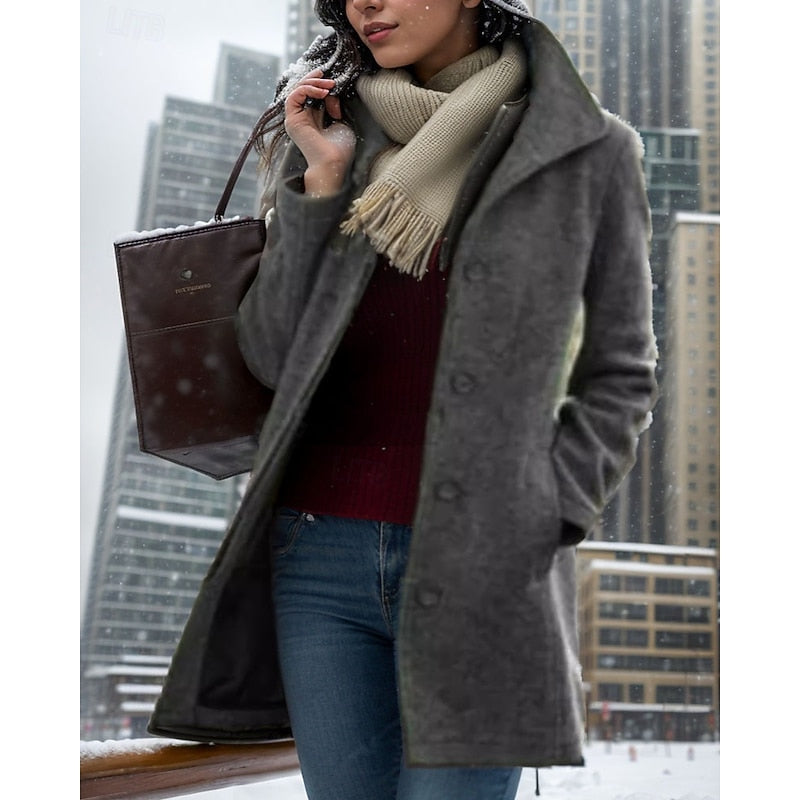 Women's Mid Length Button Front Coat